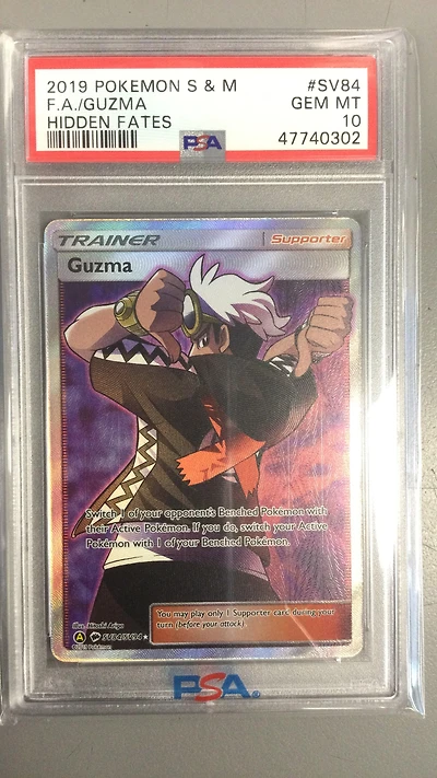 2019 Pokemon Sun & Moon Hidden Fates Sv84 Fa/guzma PSA