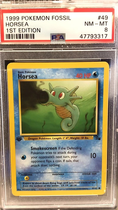1999 Pokemon Fossil 49 Horsea PSA