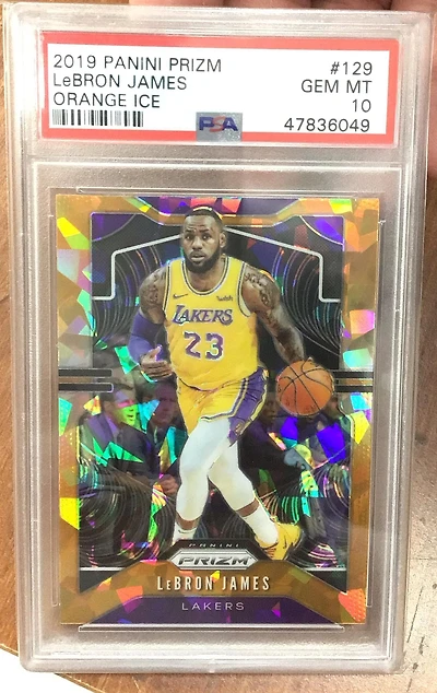 2019 Panini Prizm 129 Lebron James Orange Ice PSA 10