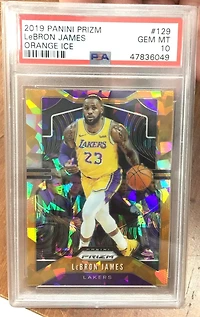 2019 Panini Prizm 129 Lebron James Orange Ice PSA 10