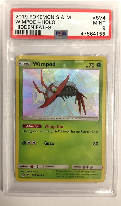 2019 Pokemon Sun & Moon Hidden Fates Sv4 Wimpod-holo PSA