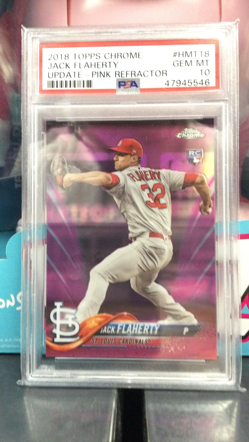 2018 Topps Chrome Update Hmt18 Jack Flaherty Pink Refractor PSA 10