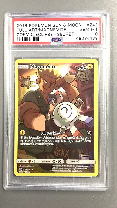 2019 Pokemon Sun & Moon Cosmic Eclipse 242 Full Art/magnemite Secret PSA