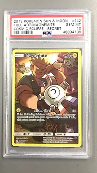2019 Pokemon Sun & Moon Cosmic Eclipse 242 Full Art/magnemite Secret PSA