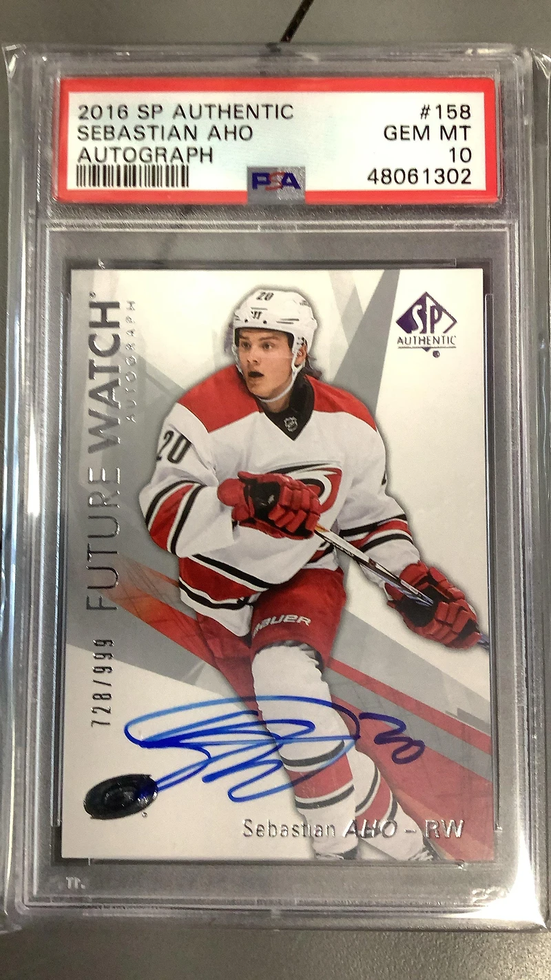 2016 Sp Authentic 158 Sebastian Aho Autograph PSA 10