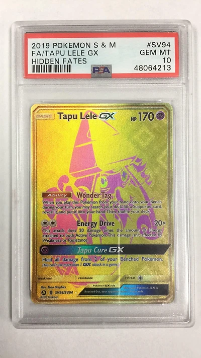 2019 Pokemon Sun & Moon Hidden Fates Sv94 Full Art/tapu Lele Gx PSA 10
