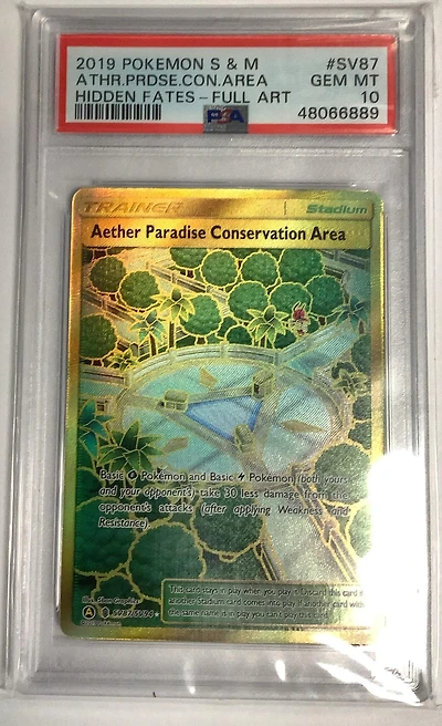 2019 Pokemon Sun & Moon Hidden Fates Sv87 Full Art/aether Paradise Conservation Area PSA