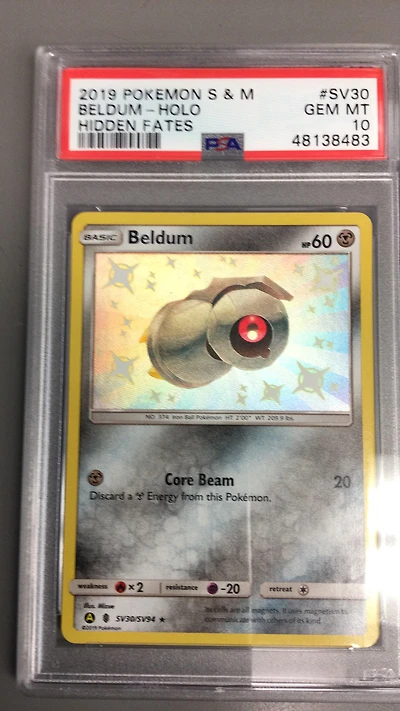 2019 Pokemon Sun & Moon Hidden Fates Sv30 Beldum-holo PSA 10