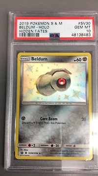 2019 Pokemon Sun & Moon Hidden Fates Sv30 Beldum-holo PSA 10