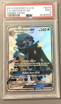 2019 Pokemon Sun & Moon Hidden Fates Sv47 Full Art/decidueye Gx PSA