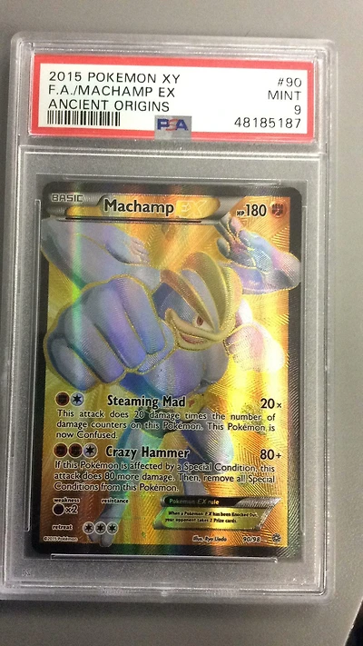 2015 Pokemon Xy Ancient Origins 90 Full Art/machamp Ex PSA 9