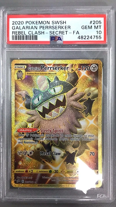 2020 Pokemon Sword & Shield Rebel Clash 205 Full Art/galarian Perrserker Secret PSA