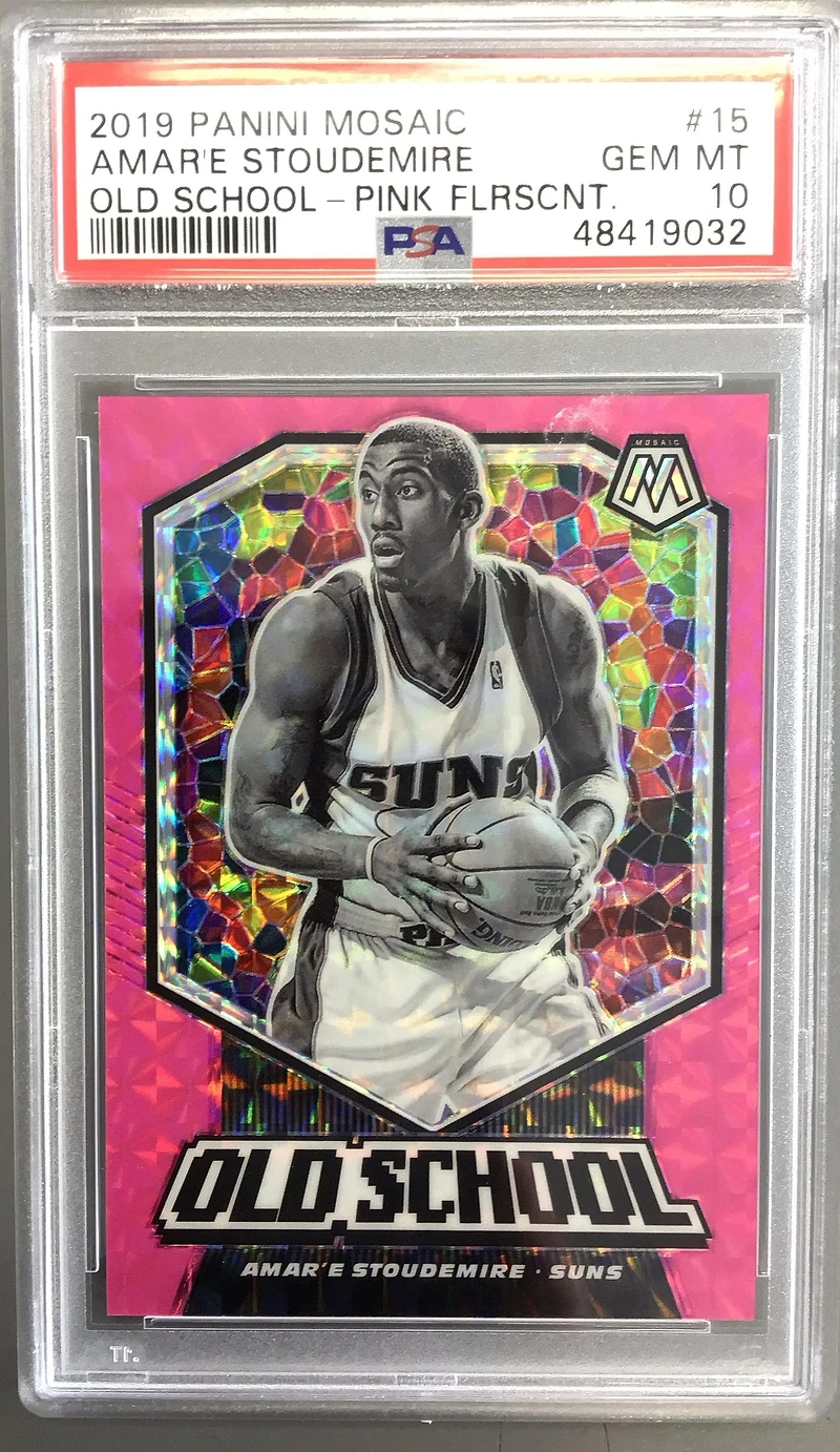 2019 Panini Mosaic Old School 15 Amar'e Stoudemire Pink Fluorescent PSA 10