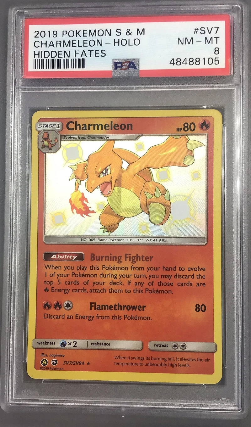 2019 Pokemon Sun & Moon Hidden Fates Sv7 Charmeleon-holo PSA