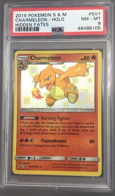 2019 Pokemon Sun & Moon Hidden Fates Sv7 Charmeleon-holo PSA