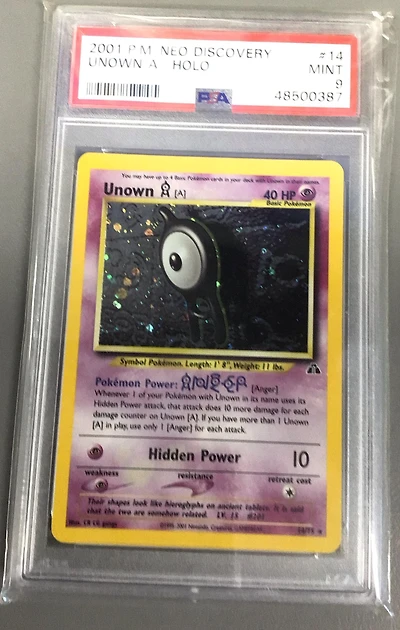 2001 Pokemon Neo Discovery 14 Unown A-holo PSA 9