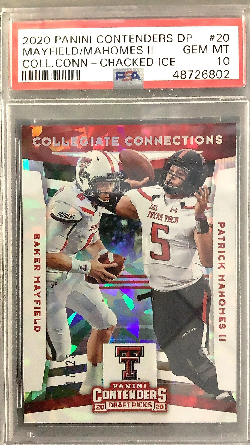 2020 Panini Contenders Draft Picks Collegiate Connections 20 Patrick Mahomes Ii/baker Mayfield Cracked Ice PSA 10