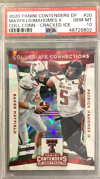 2020 Panini Contenders Draft Picks Collegiate Connections 20 Patrick Mahomes Ii/baker Mayfield Cracked Ice PSA 10