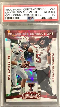 2020 Panini Contenders Draft Picks Collegiate Connections 20 Patrick Mahomes Ii/baker Mayfield Cracked Ice PSA 10