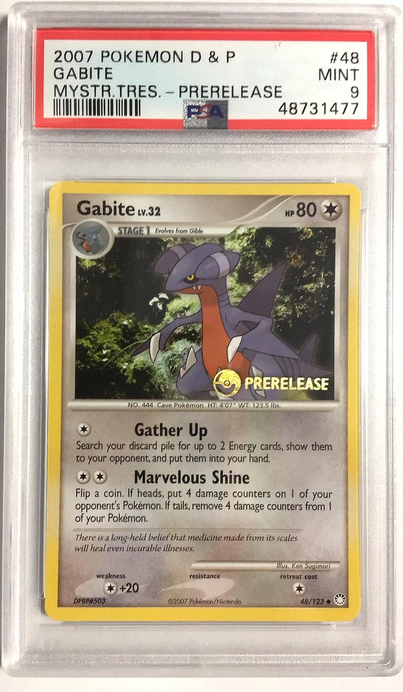 2007 Pokemon Diamond & Pearl Mysterious Treasures 48 Gabite Prerelease PSA 9