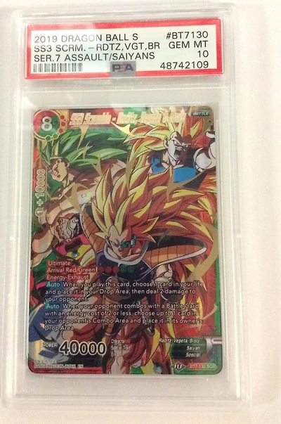 2019 Dragon Ball Super Card Game Series 7 Assault Of The Saiyans Bt7-130 Ss3 Scramble-raditz, Vegeta & Broly Secret Rare PSA 10