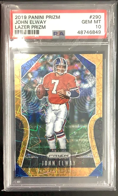 2019 Panini Prizm 290 John Elway Lazer Prizm PSA 10