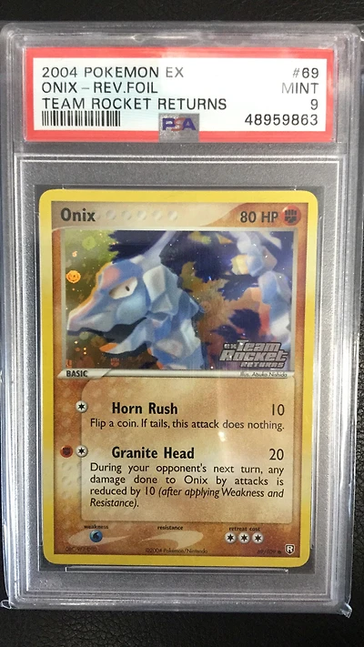2004 Pokemon Ex Team Rocket Returns 69 Onix-reverse Foil PSA 9