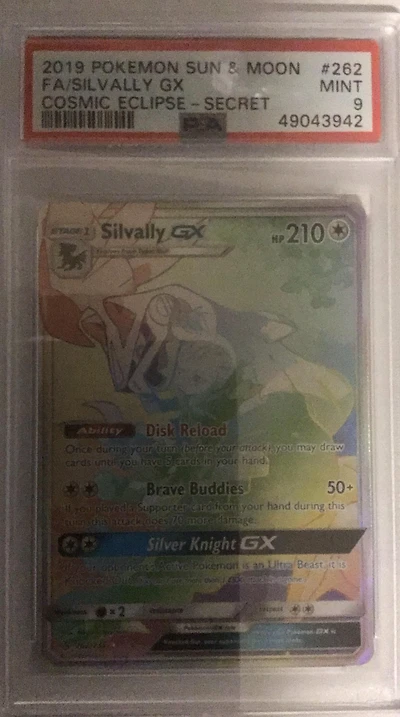 2019 Pokemon Sun & Moon Cosmic Eclipse 262 Full Art/silvally Gx Secret PSA