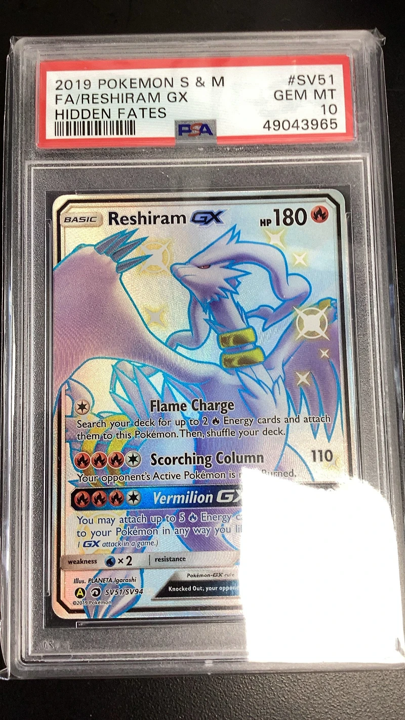 2019 Pokemon Sun & Moon Hidden Fates Sv51 Fa/reshiram Gx PSA