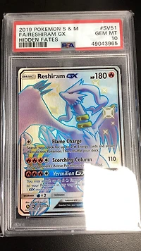 2019 Pokemon Sun & Moon Hidden Fates Sv51 Fa/reshiram Gx PSA