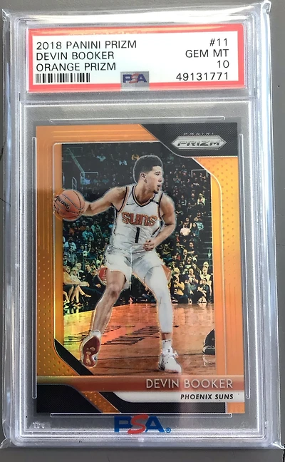 2018 Panini Prizm 11 Devin Booker Orange Prizm PSA 10