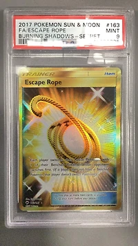 2017 Pokemon Sun & Moon Burning Shadows 163 Full Art/escape Rope Secret PSA 9