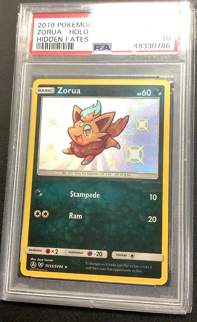 2019 Pokemon Sun & Moon Hidden Fates Sv25 Zorua-holo PSA 10
