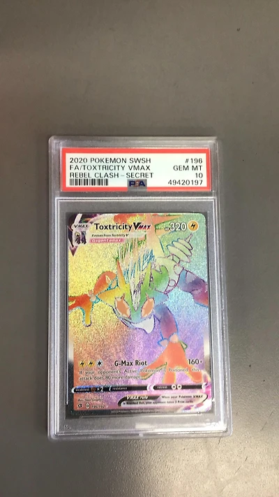 2020 Pokemon Sword & Shield Rebel Clash 196 Full Art/toxtricity Vmax Secret PSA 10