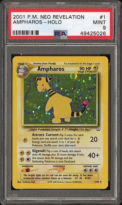 2001 Pokemon Neo Revelation 1 Ampharos-holo PSA 9