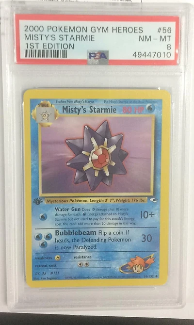 2000 Pokemon Gym Heroes 56 Misty's Starmie 1st Edition PSA