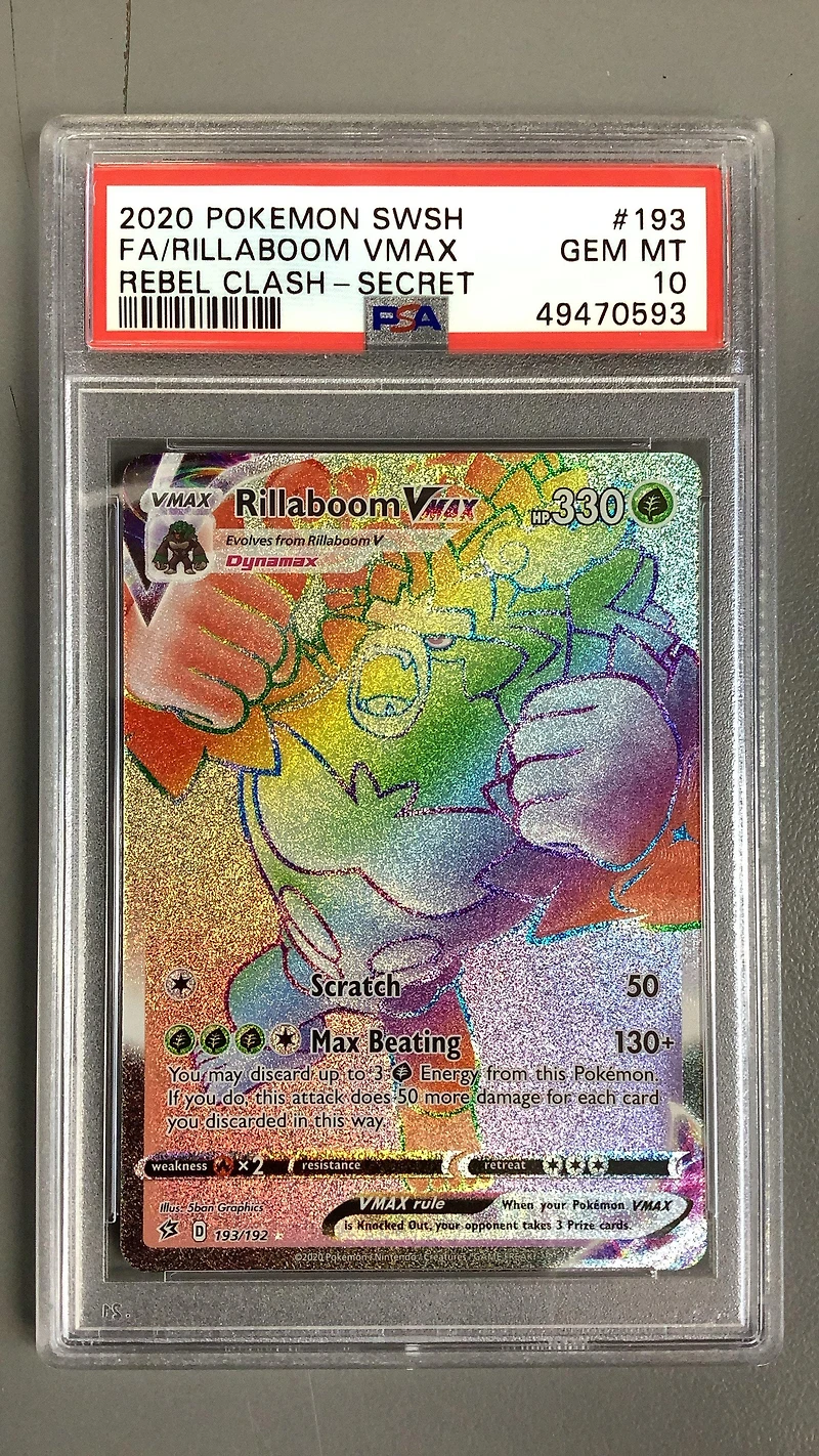 2020 Pokemon Sword & Shield Rebel Clash 193 Full Art/rillaboom Vmax Secret PSA 10