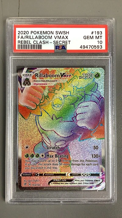 2020 Pokemon Sword & Shield Rebel Clash 193 Full Art/rillaboom Vmax Secret PSA 10