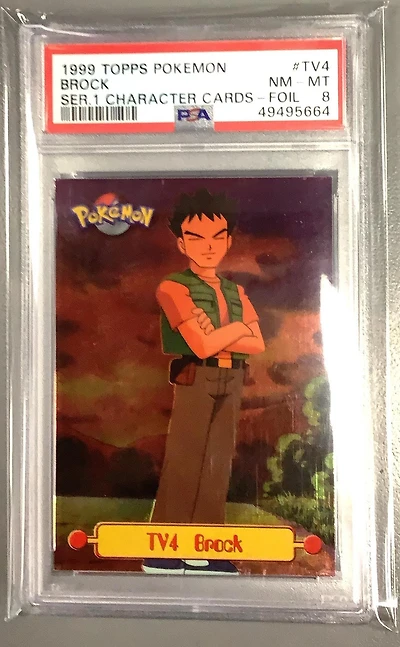 1999 Topps Pokemon Series 1 Character Cards Tv4 Brock Foil PSA 8