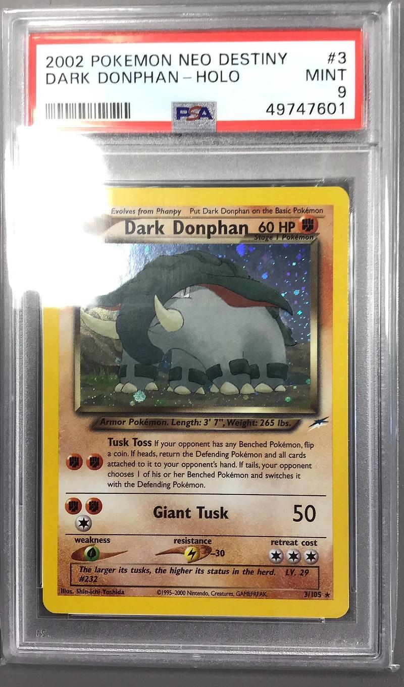 2002 Pokemon Neo Destiny 3 Dark Donphan-holo PSA 9