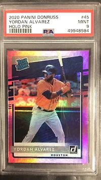 2020 Panini Donruss 45 Yordan Alvarez Holo Pink PSA 9