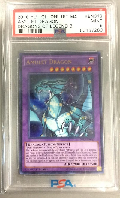 2016 Yu-gi-oh! Dragons Of Legend 3 En043 Amulet Dragon 1st Edition PSA 9