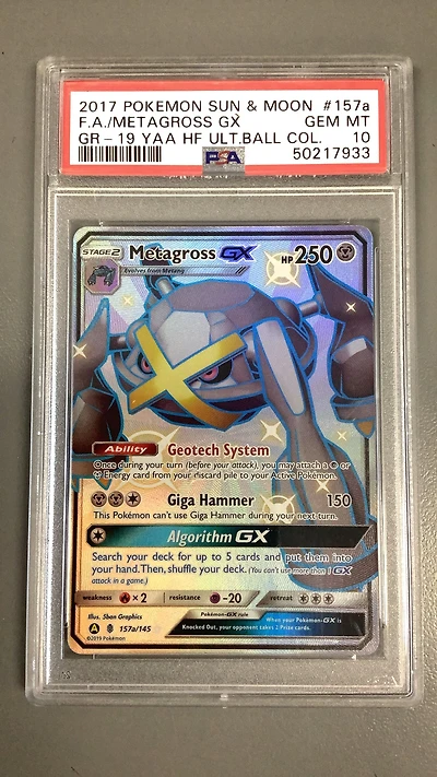 2017 Pokemon Sun & Moon Guardians Rising 157a Fa/metagross Gx PSA