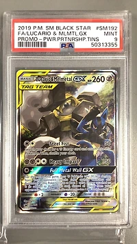 2019 Pokemon Sm Black Star Promo Sm192 Full Art/lucario & Melmetal Gx Power Partnership Tins PSA