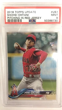2018 Topps Update Us1 Shohei Ohtani Pitching In Red Jersey PSA 9