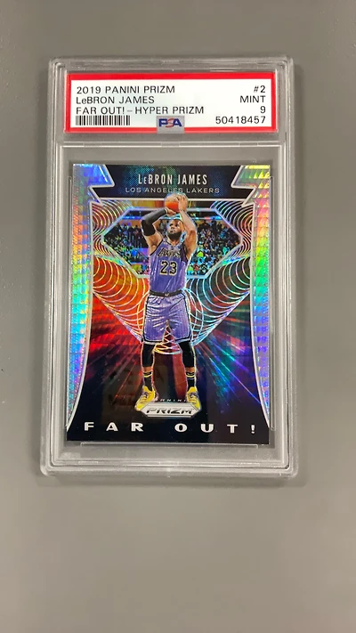 2019 Panini Prizm Far Out! 2 Lebron James Hyper Prizm PSA 9