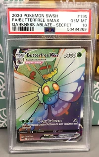 2020 Pokemon Sword & Shield Darkness Ablaze 190 Full Art/butterfree Vmax Secret PSA