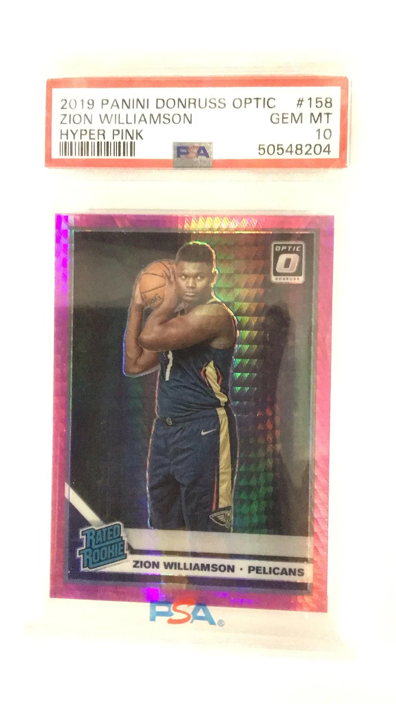 2019 Panini Donruss Optic 158 Zion Williamson Hyper Pink PSA