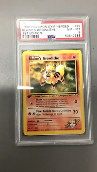2000 Pokemon Gym Heroes 35 Blaine's Growlithe PSA 8