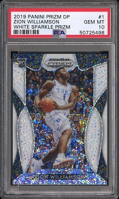 2019 Panini Prizm Draft Picks 1 Zion Williamson White Sparkle Prizm PSA 10